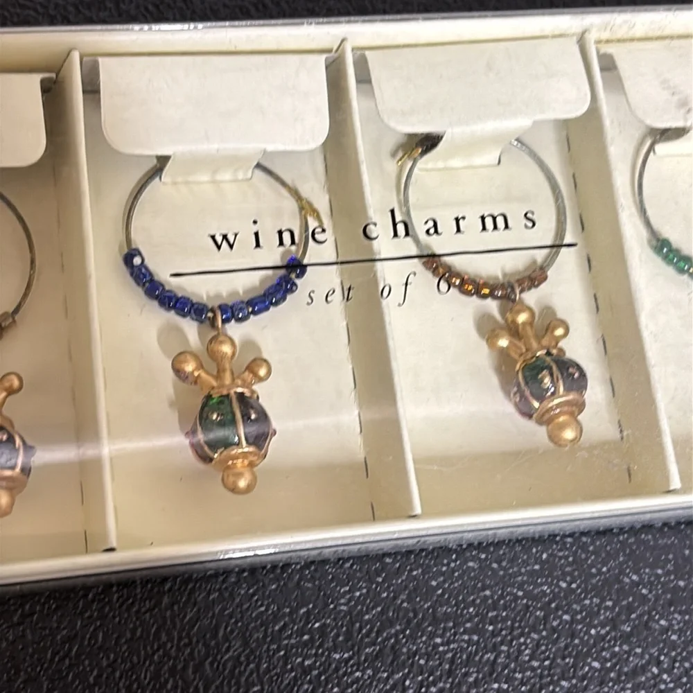 New Pier 1 Imports Elegant Beaded Wine Charms Set